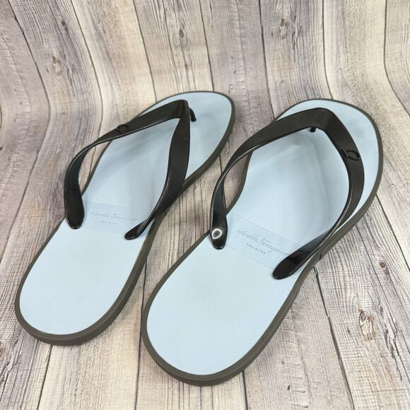 Salvatore Ferragamo Guinea Gancino Gym Flip Flops Sandals Men’s 12 M Blue New